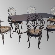 Table en fer forgé d'époque 1950-1960 et sa suite de 4 chaises et 2 fauteuils