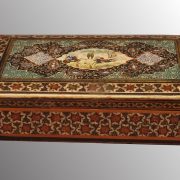 Boîte en fine mosaique et peinture - Partie de polo