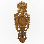 Baromètre -thermomètre d'époque Louis XVI en bois sculpté et doré