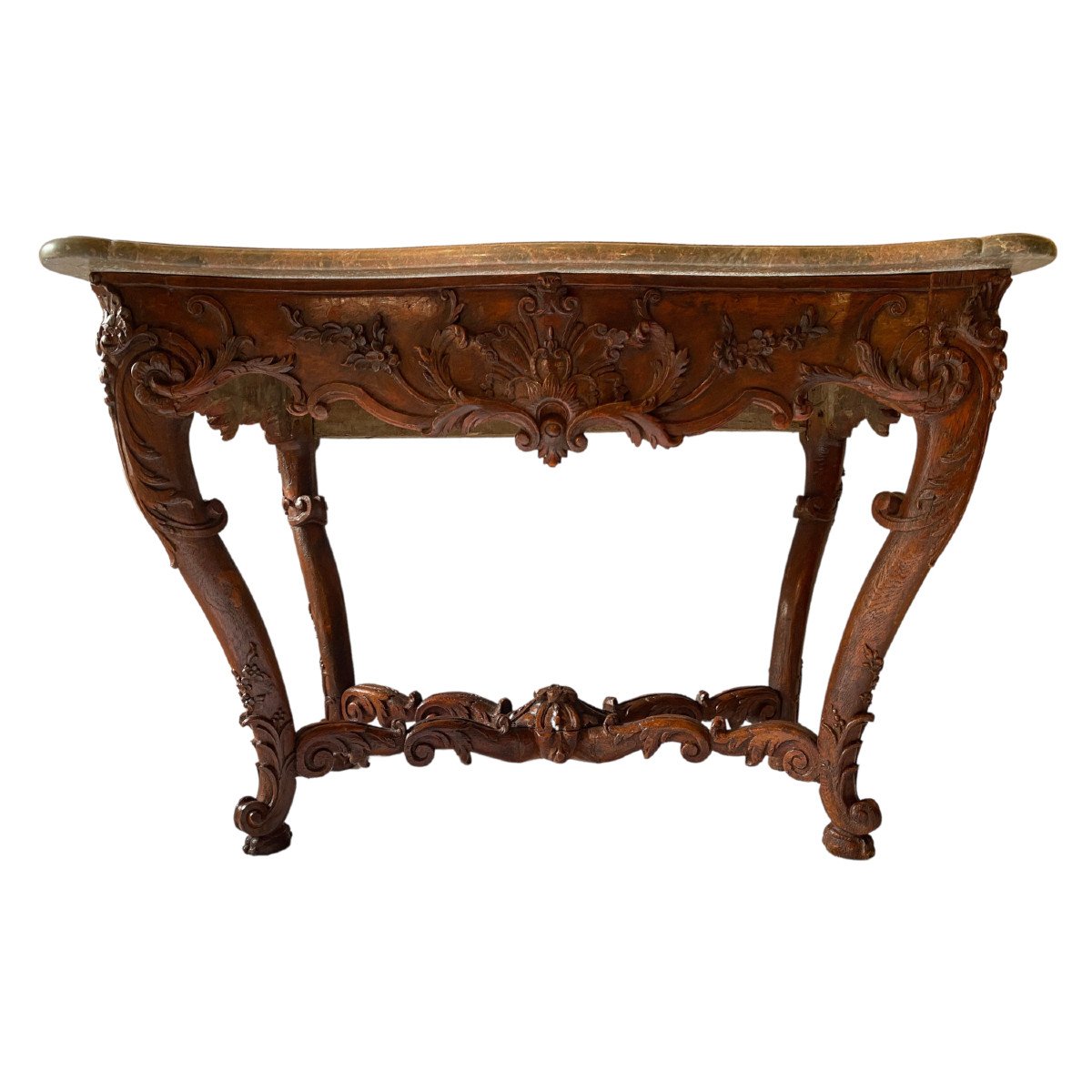 Table à gibier d’époque XVIII eme reposant sur quatre pieds galbés et sculptés