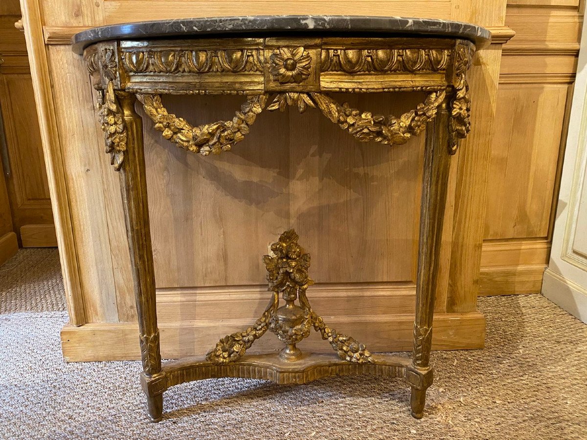 Console d’époque Louis XVI de forme demi-lune – Image 2