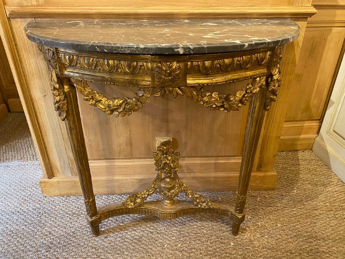 Console d’époque Louis XVI de forme demi-lune – Image 3