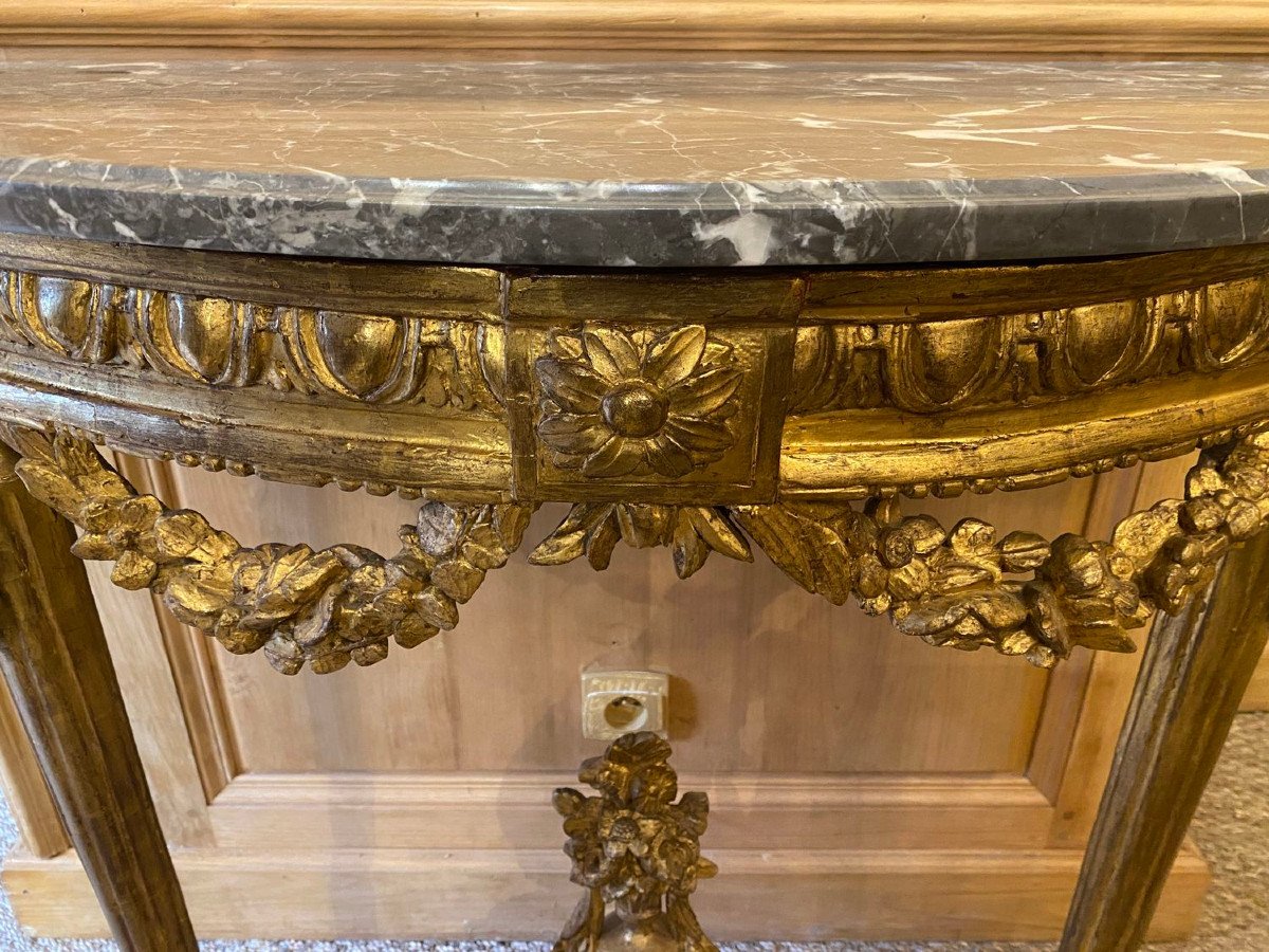 Console d’époque Louis XVI de forme demi-lune – Image 4