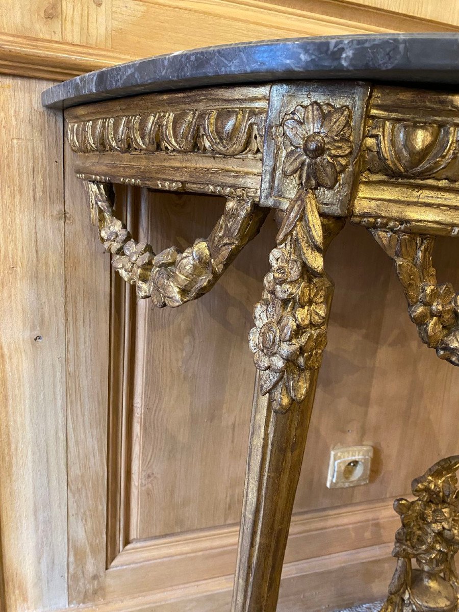 Console d’époque Louis XVI de forme demi-lune – Image 6