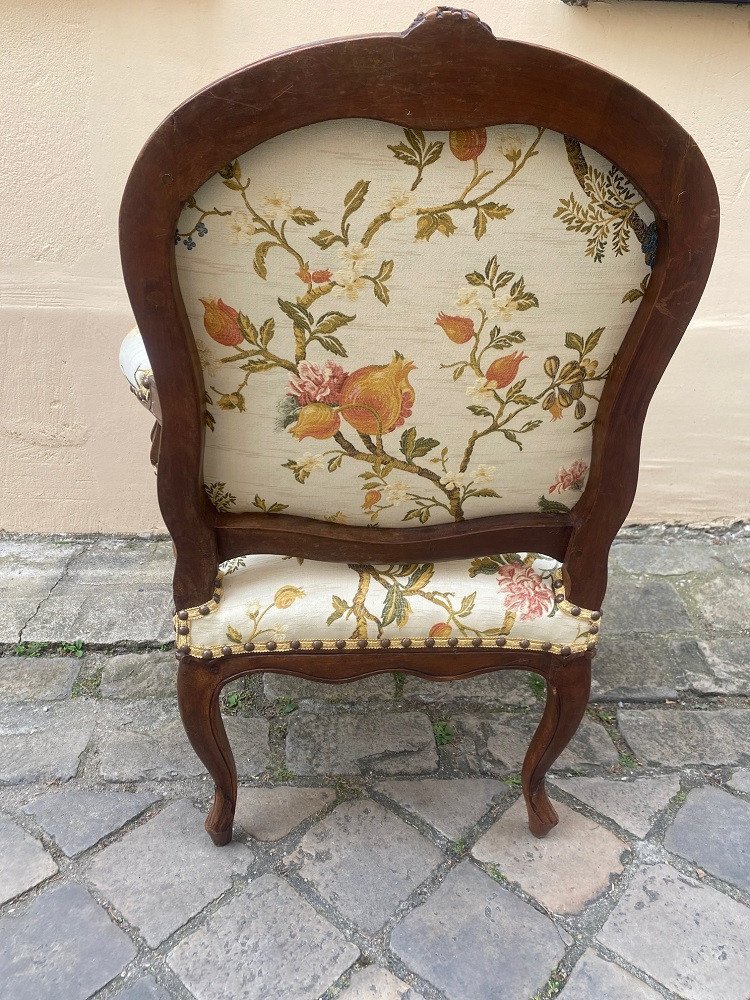 Ravissante suite de six fauteuils à dossier plat d’époque Louis XV en bois naturel – Image 5