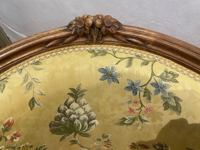 Paire de bergères gondoles d’époque Louis XVI en bois naturel – Image 2