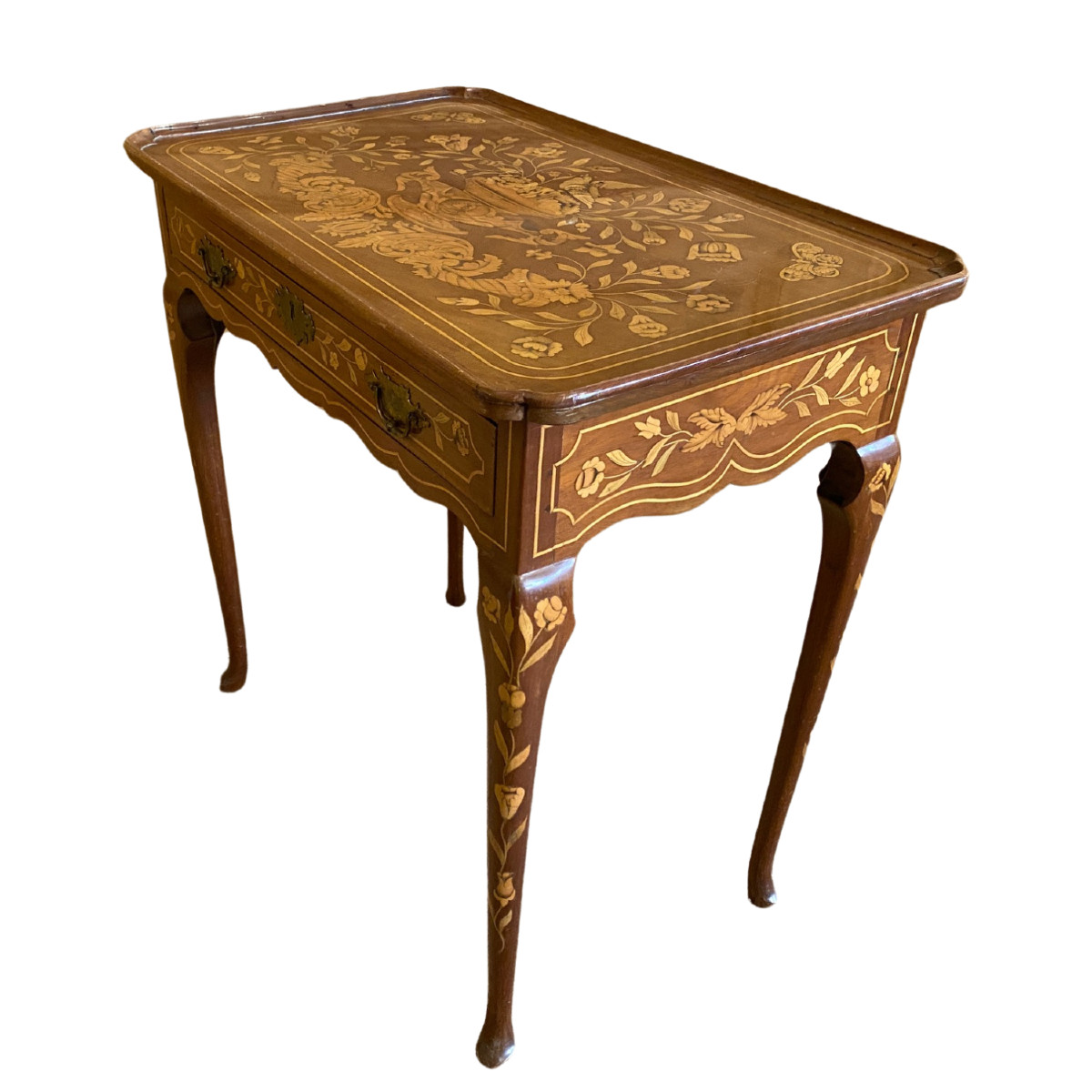 Table cabaret Hollandaise fin XVIIIe au decor floral